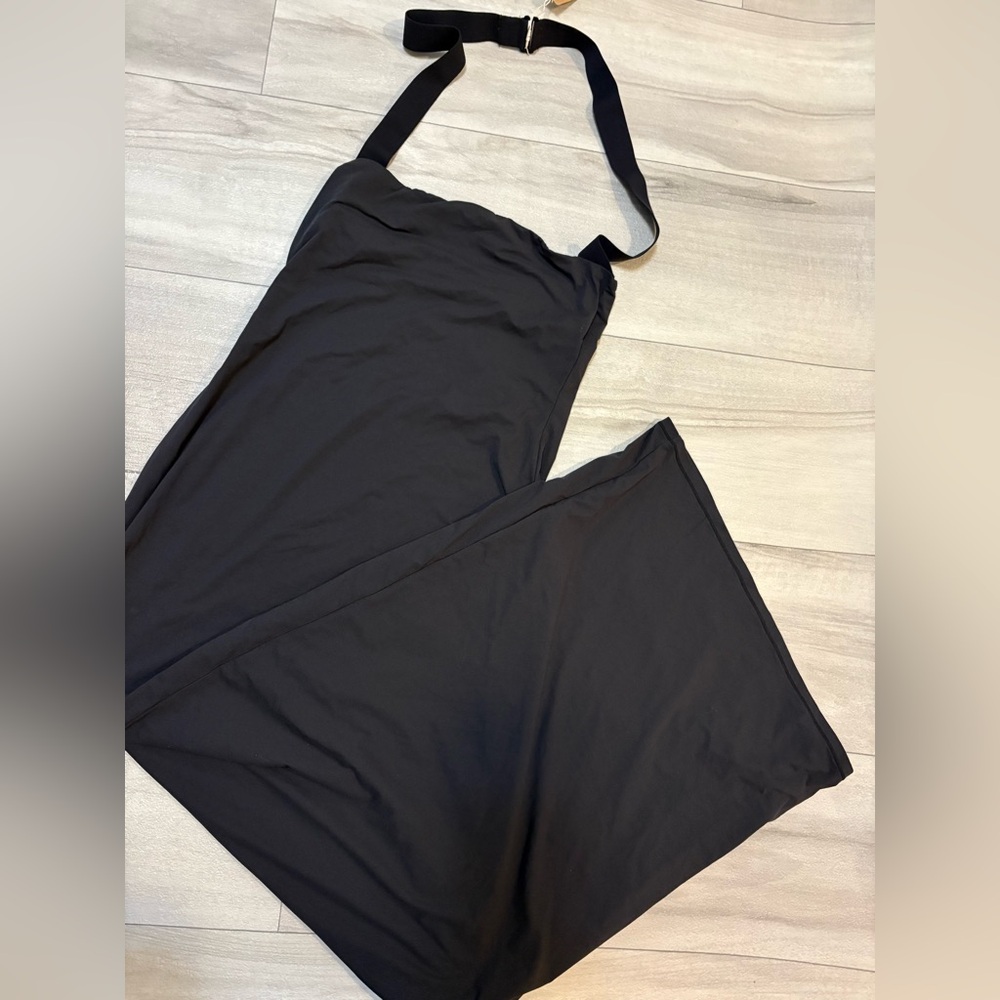 Women's Black Wrap Long Slip Dress - Picture 3 of 5